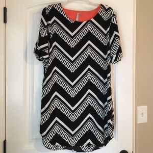 Black and white shift dress
