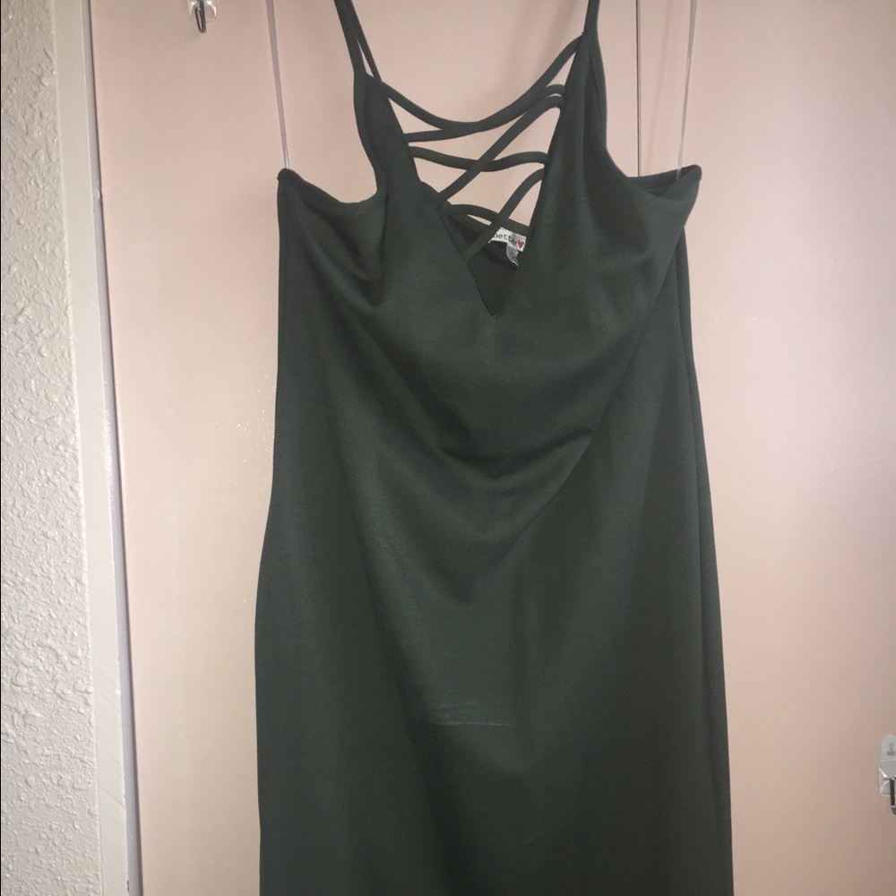 Olive green strap dress