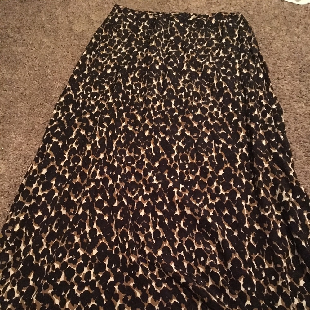 Vintage Leopard Halston Silk Long Skirt