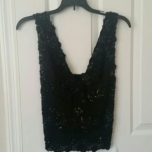 Sexy sheer black lace top