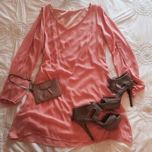 Coral shift dress