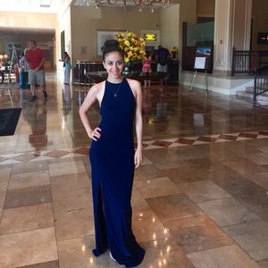 Missguided Navy Blue Open Back Maxi Dress