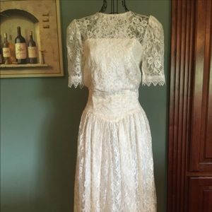 Vintage 1970's Lace Wedding Dress