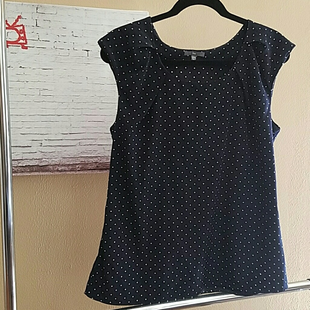 *SOLD*  Gap navy polka dot blouse size M