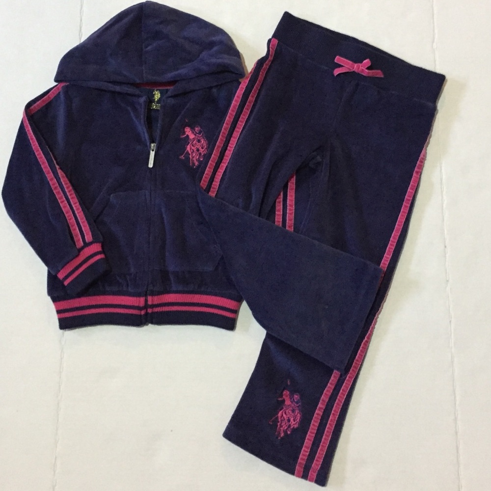 Girls 2pcs Navy Blue Hoody & Pant Set Size 5