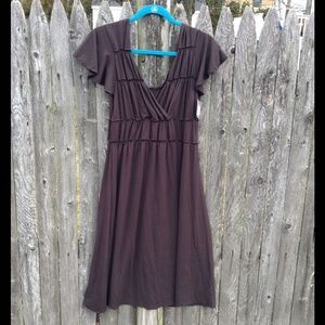 Empire Surplice Dress in Chocolate Brown