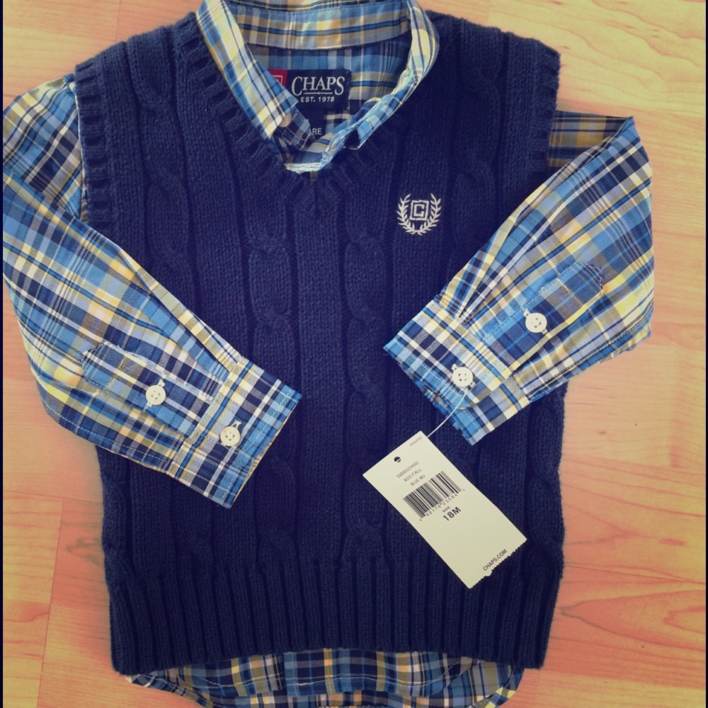 18M boys Chaps sweater vest button up combo. NWT