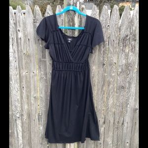 Empire Surplice Dress in Solid Black