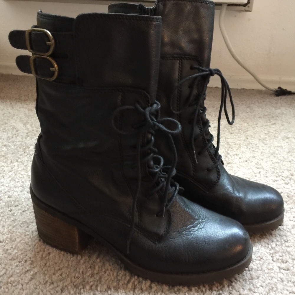 Lucky Brand Black Leather Ankle Boots size 8.5