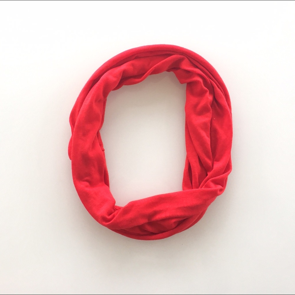 Thin red infinity scarf
