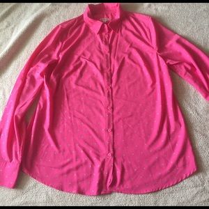 Merona Bright Pink Dot Silky Blouse