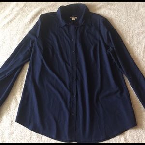 Merona Navy Blue Silky Flowy Blouse