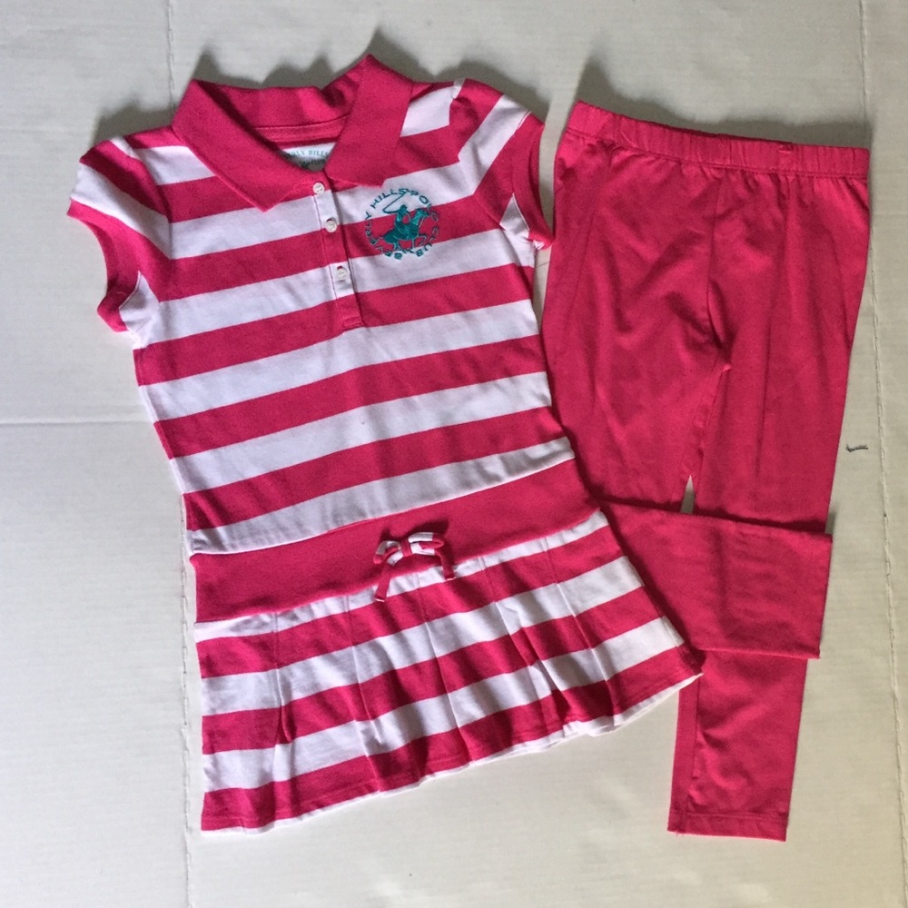 Girls Pink & White Dress & Legging Set Size 6X