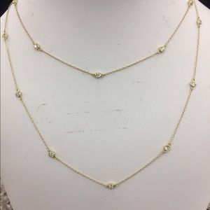 Sterling Silver Diamond By The Yard Necklace Chain