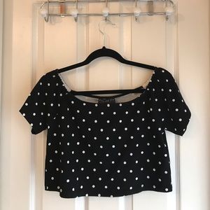 Plus Size Black Polka Dot Crop Top
