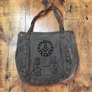Peace Sign Canvas Shoulder Bag