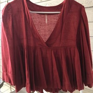Free People Peplum Top Red