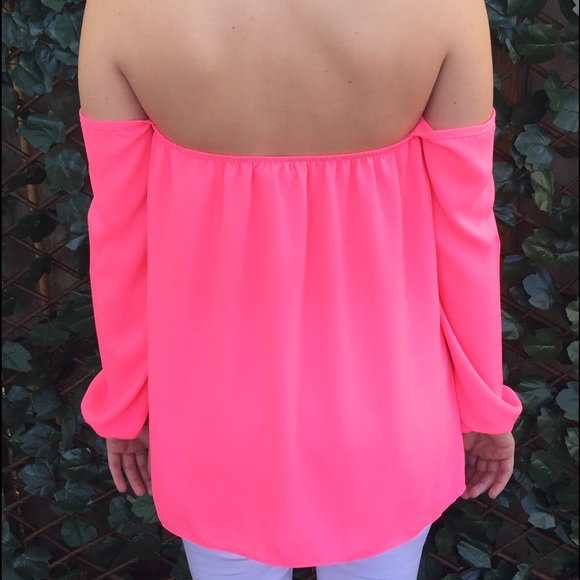 Neon pink off shoulder top - Picture 3 of 3