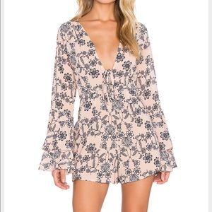 For Love & Lemons Pia Romper in Pale Peach