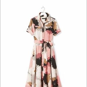 Banana Republic Pink Floral Maxi Shirtdress