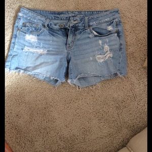 American eagle midi destroyed shorts
