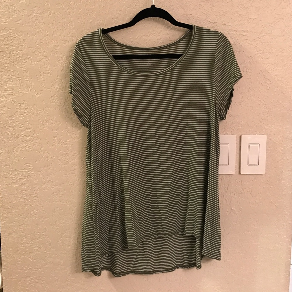 💚Flowy Green and White Striped Top💚