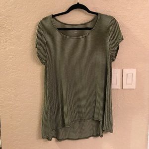 💚Flowy Green and White Striped Top💚