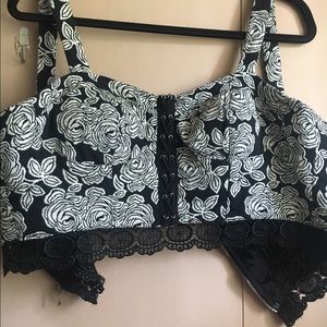 Two piece crop top and mini pencil skirt.