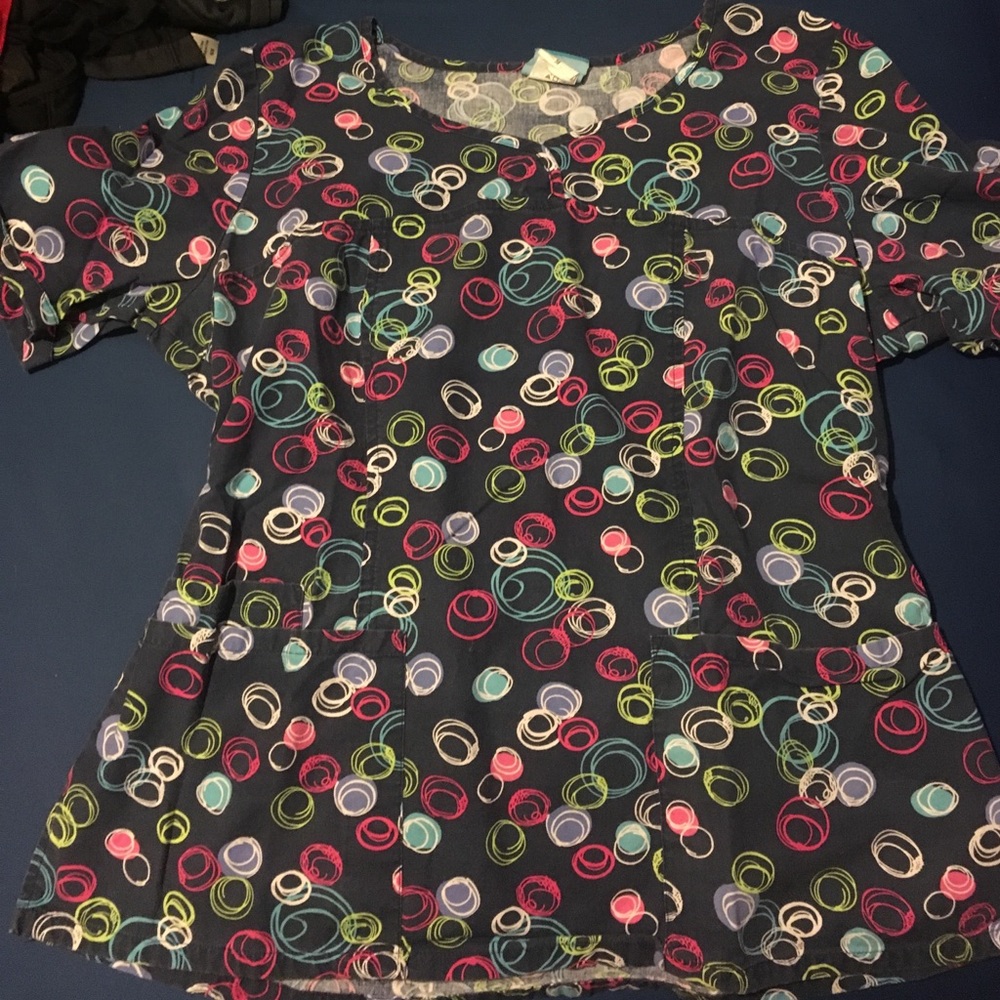 Navy circle scrub top