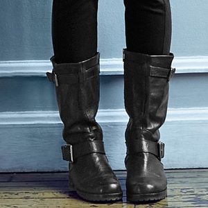 Like NEW (worn 3x) black leather boots, size 8.5