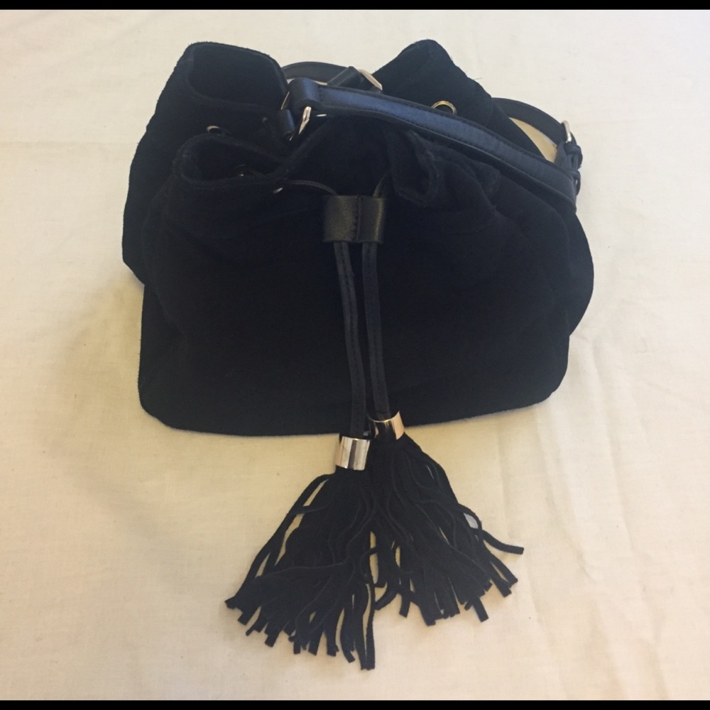 Black Suede Bucket Handbag!