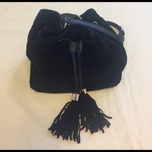 Black Suede Bucket Handbag!
