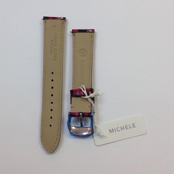Pink & black patent leopard print 18mm watch band
