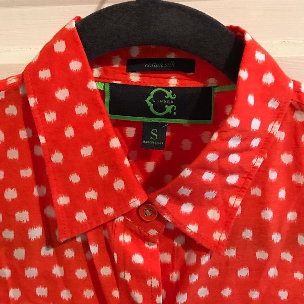 C Wonder Printed Button-Down Blouse (S)