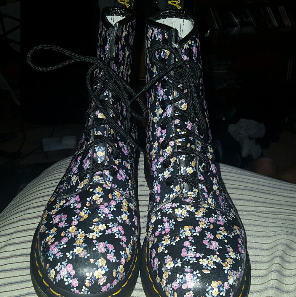 Purple and Yellow Floral Dr. Martens