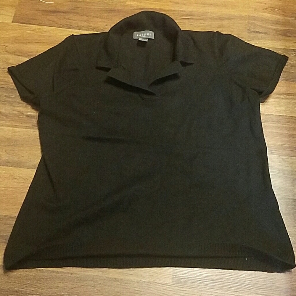 Black classic knit short sleeve polo