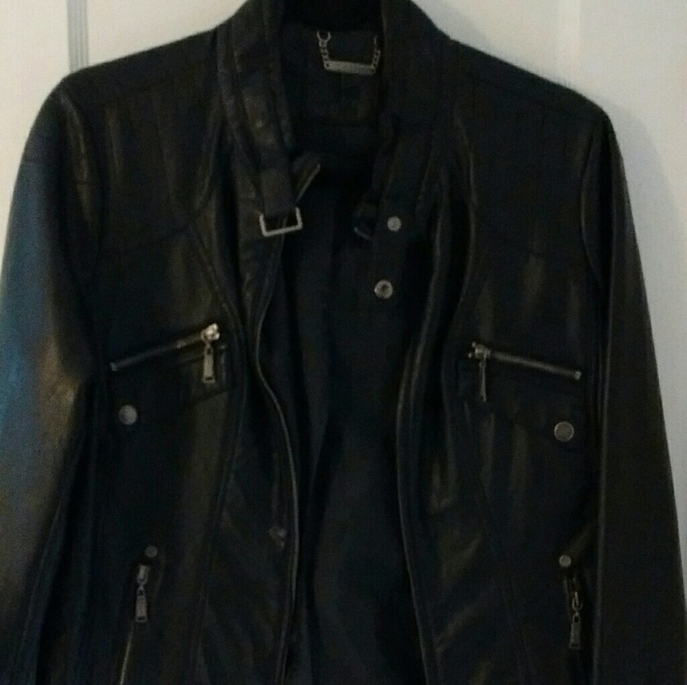 Faux leather moto jacket