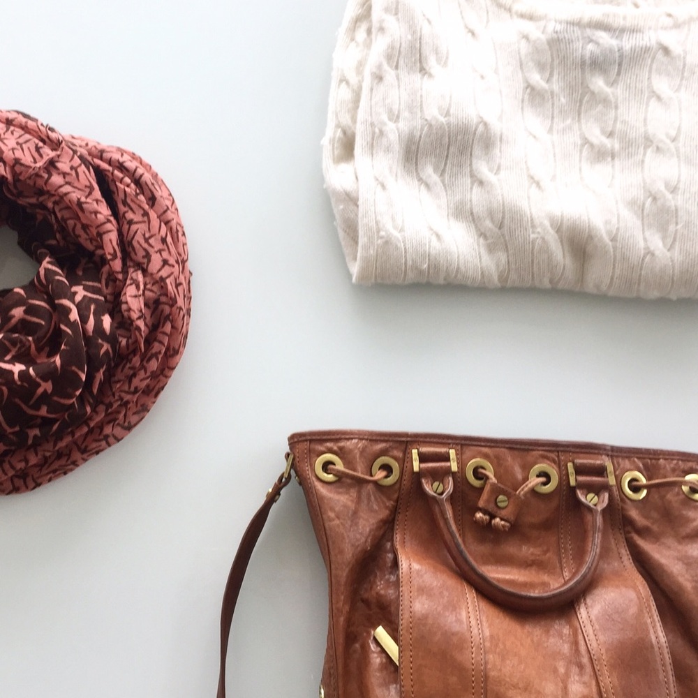 Cream loose cable knit sweater