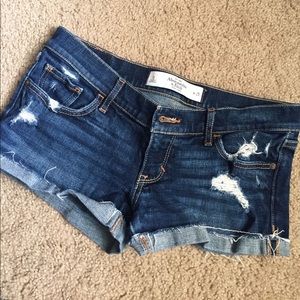 Abercrombie Dark Denim Destroyed Short Shorts