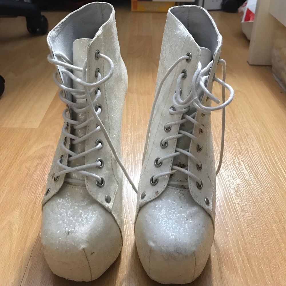 Jeffrey Campbell White Glitter Lita Size 7