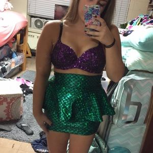 Metallic Peplum Mermaid Skirt