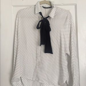 Zara polka dot button down blouse