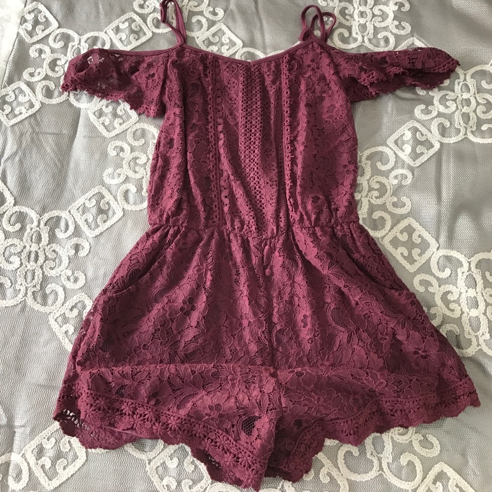 purple lace romper