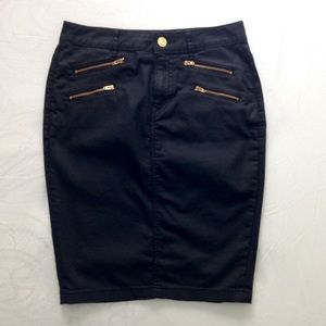 Express black denim pencil skirt with zippers