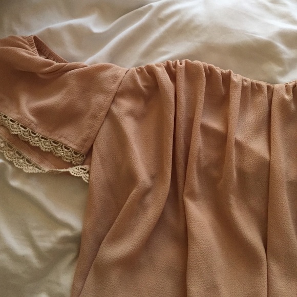 Off the shoulder strapless beige dress size S - Picture 2 of 4