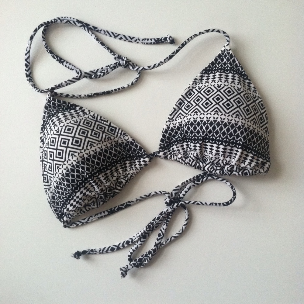 Geometric Black and White Bikini Top