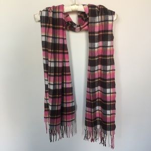 Pink and Brown Plaid Scarf