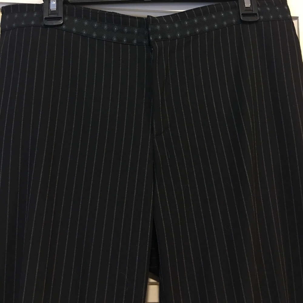 Wide leg pinstriped trousers