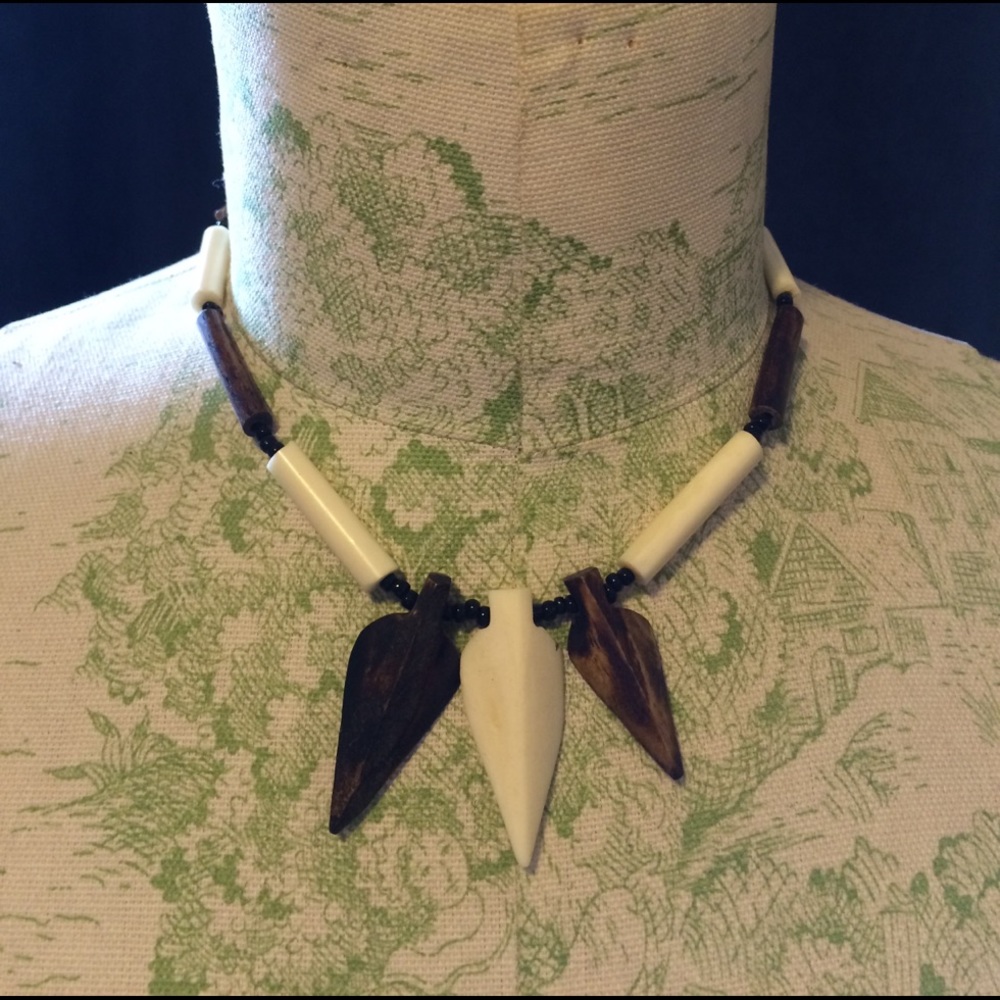 Wood Arrowhead Necklace