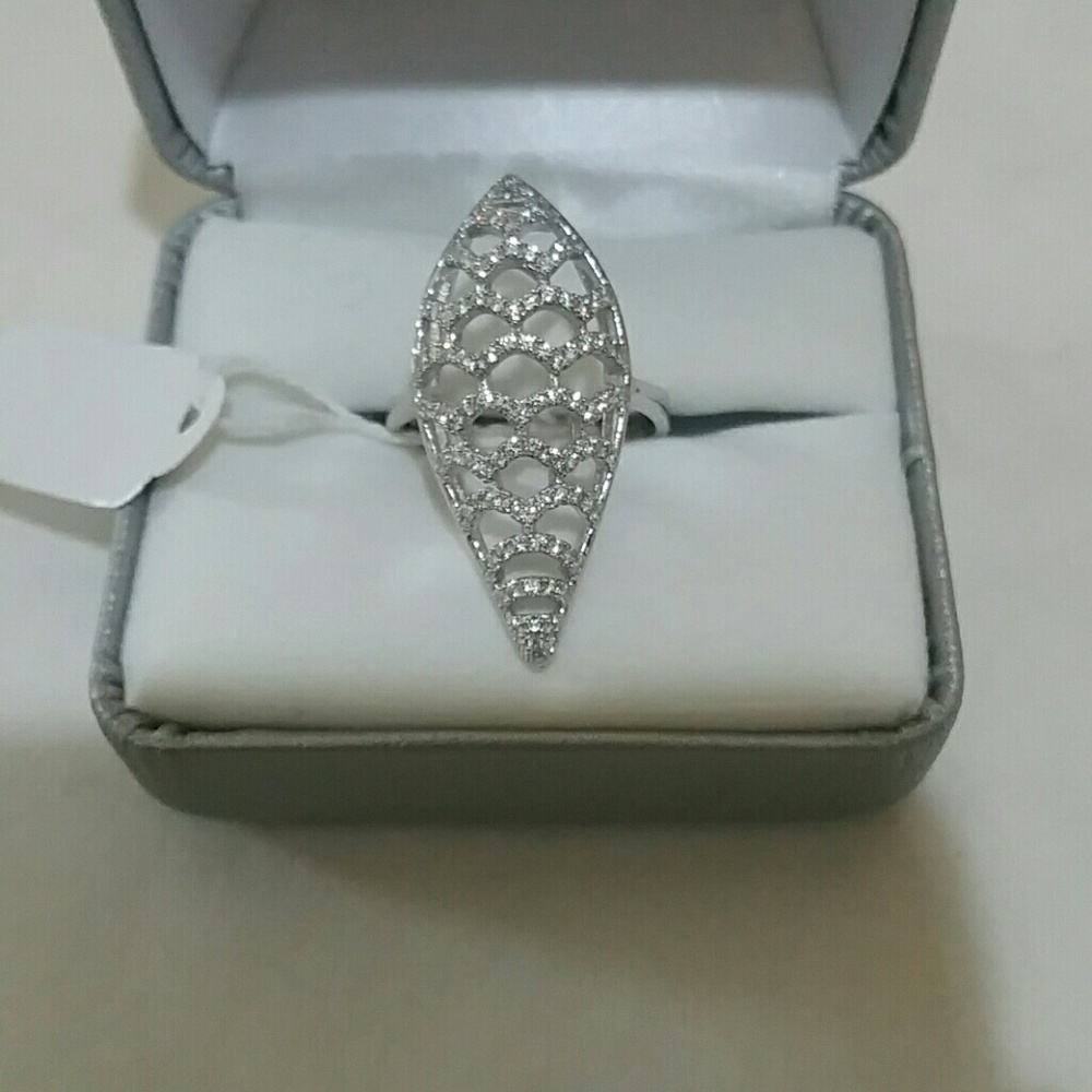 Sterling 925 real silver, size 9, cystal